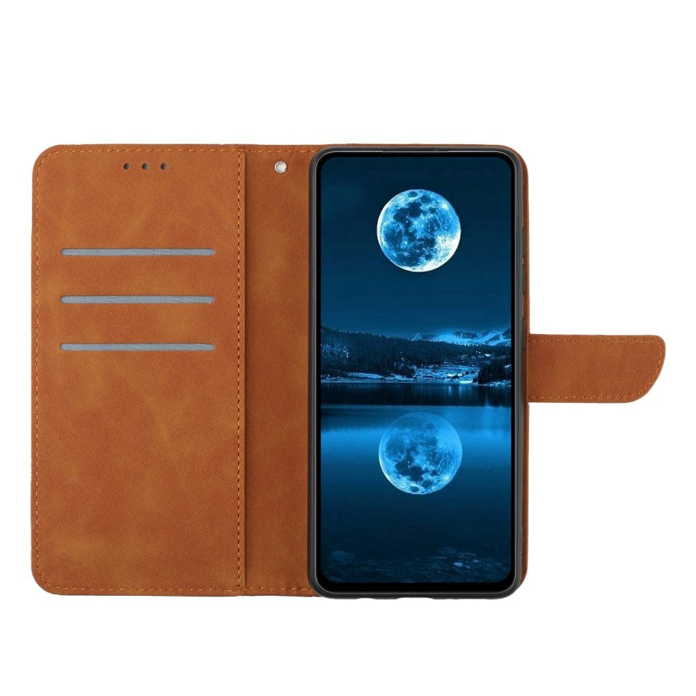 Honor Magic5 Lite Leather Flip Cover m. Lommebok og stropp - brun