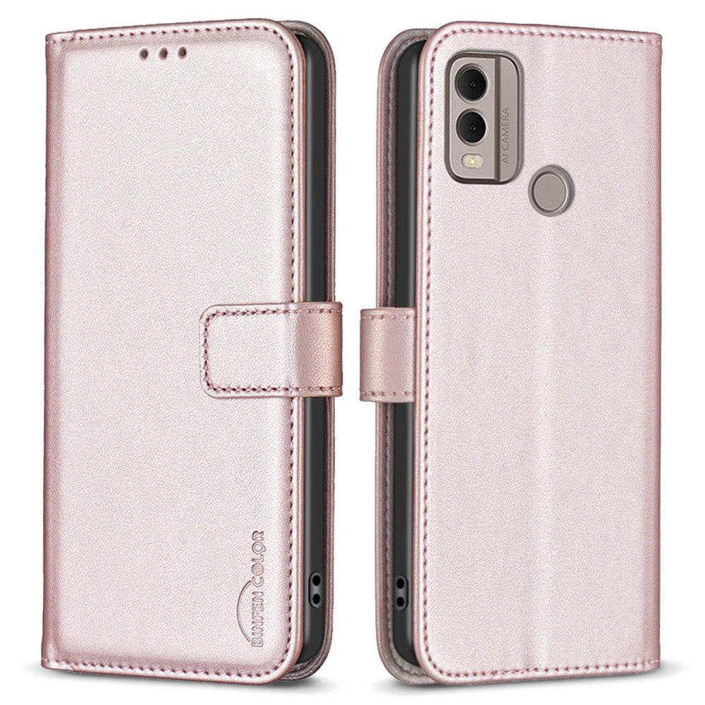 Nokia C22 Leather Flip Cover m. Lommebok og stativfunksjon - Rose gull