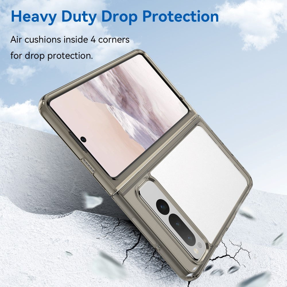 Google Pixel Fold Hybrid Plast Bakdeksel - Gjennomsiktig / Grå