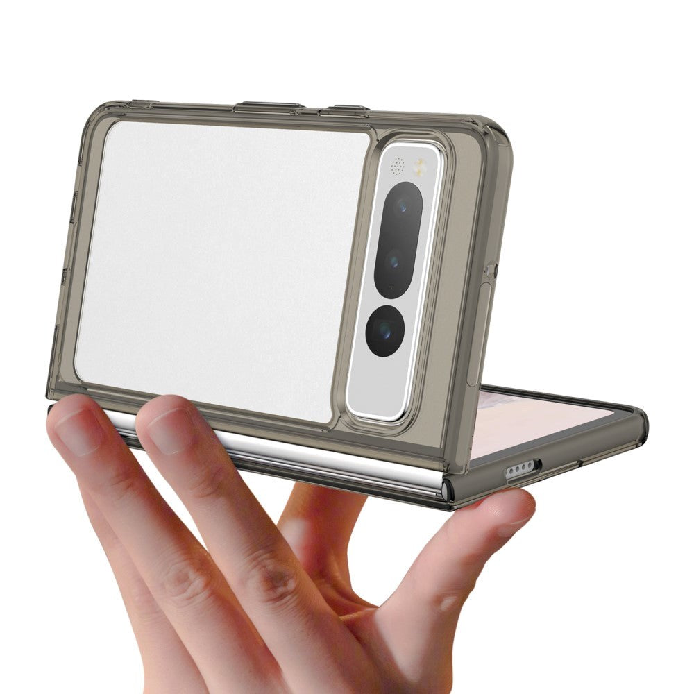 Google Pixel Fold Hybrid Plast Bakdeksel - Gjennomsiktig / Grå