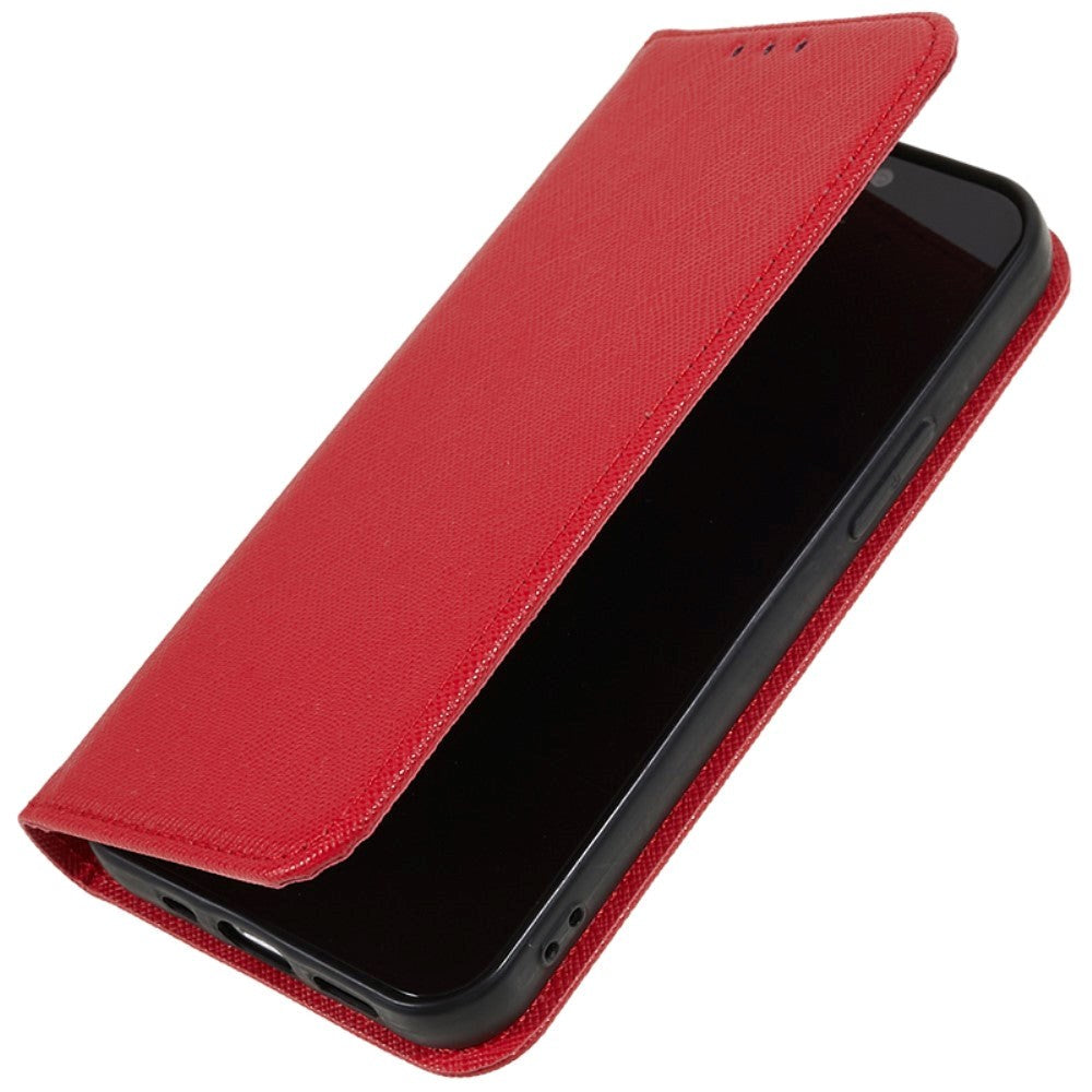 Motorola Edge 40 Leather Flip Cover m. Kortholder og stativ funksjon - rød