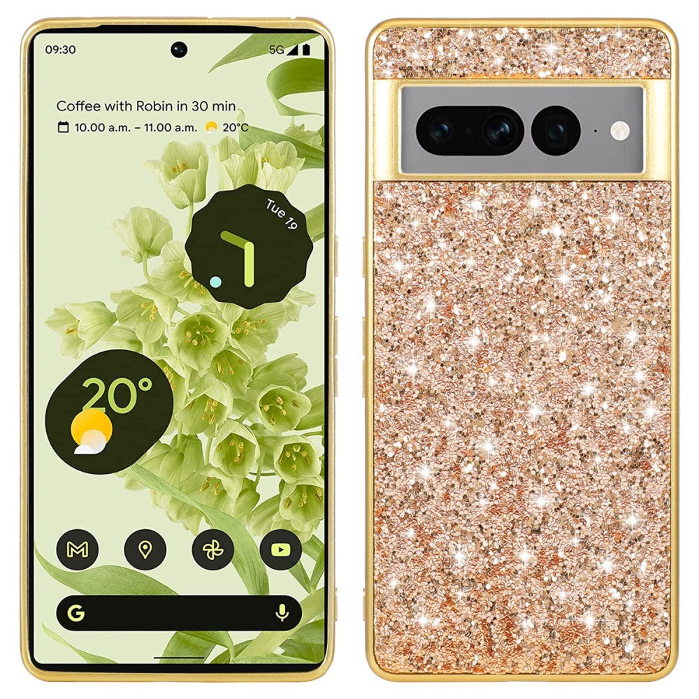 Google Pixel 8 Hårdt Plastik Bagside Cover - Glimmer - Guld