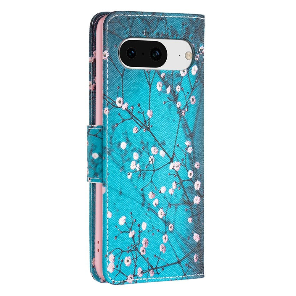 Google Pixel 8 Leather Flip Cover m. Lommebok - Blomstrende