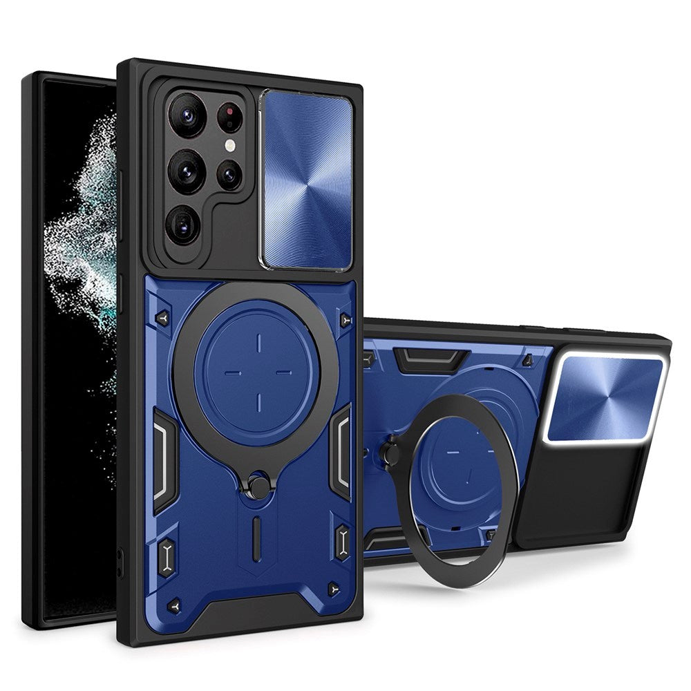 Samsung Galaxy S22 Ultra - EIDERWOOD Håndværker Cover m. Kickstand & Cam Slider - Blå