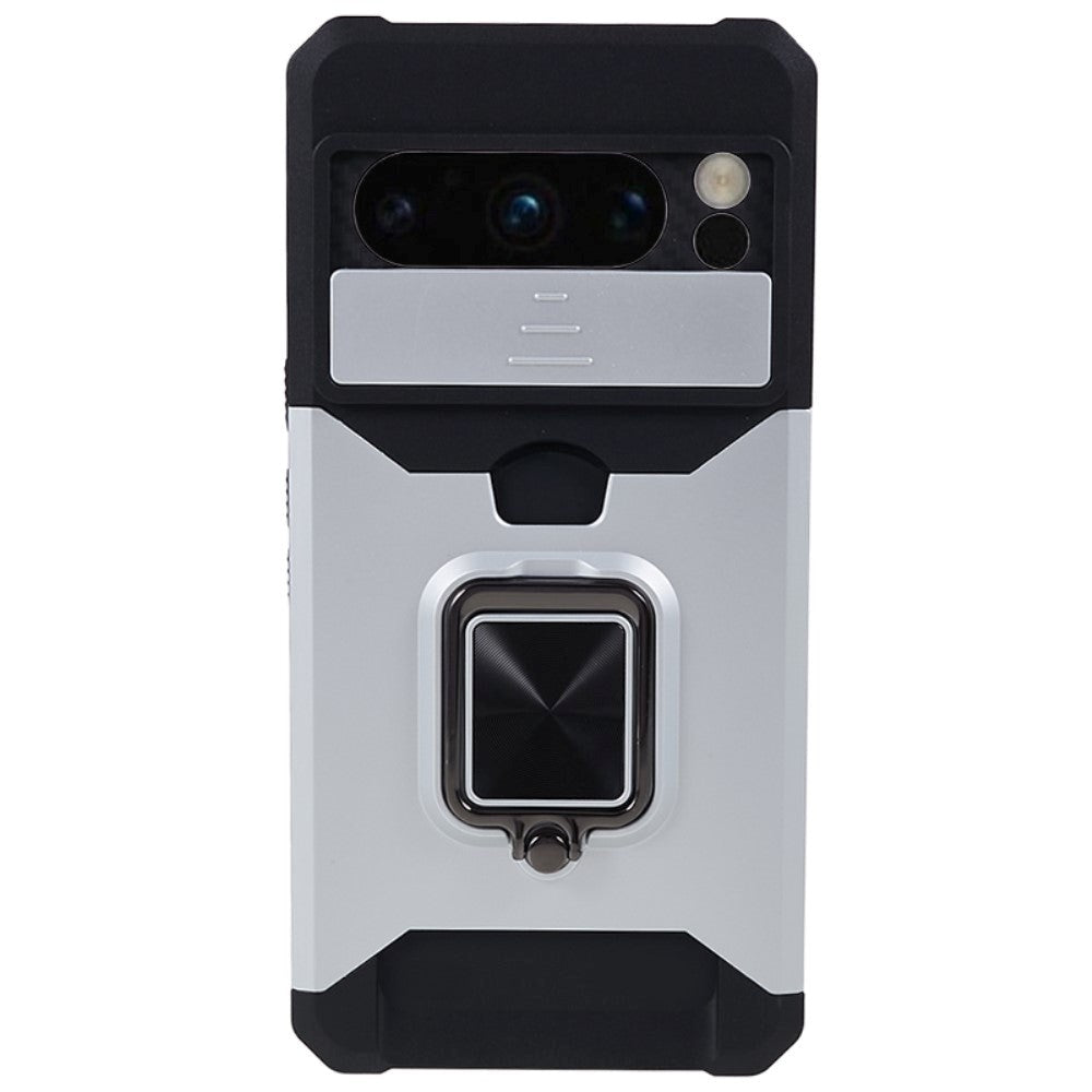 Google Pixel 8 Pro Craftsman Bakdeksel m. Magnetisk Kickstand, Kortholder & Cam Slider - Sølv