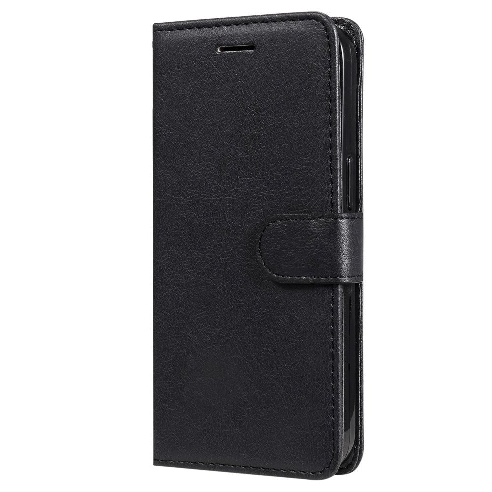 iPhone 15 Pro Leather Flip Cover m. Rem og lommebok - Svart