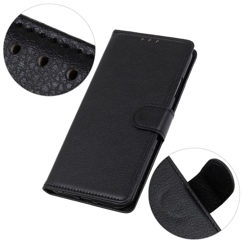 Nokia XR21 Litchi Leather Flip Cover m. Lommebok - Svart