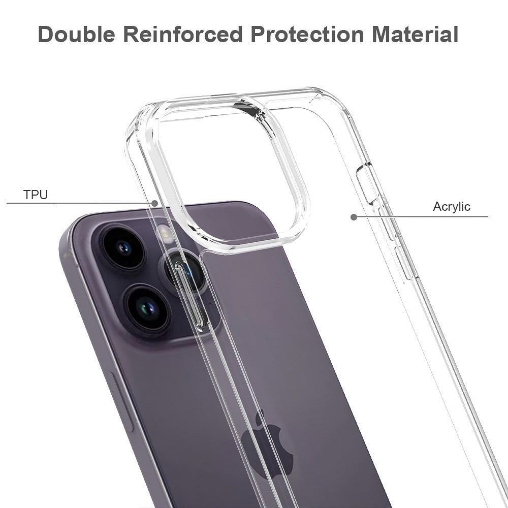 iPhone 15 Pro Max Hybrid Plastic Bakdeksel - Gjennomsiktig