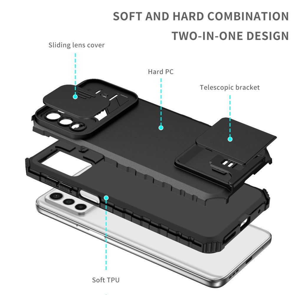 EIDERWOOD Motorola Moto G42 Craftsman Bakdeksel m. Kickstand & Cam Slider - Svart