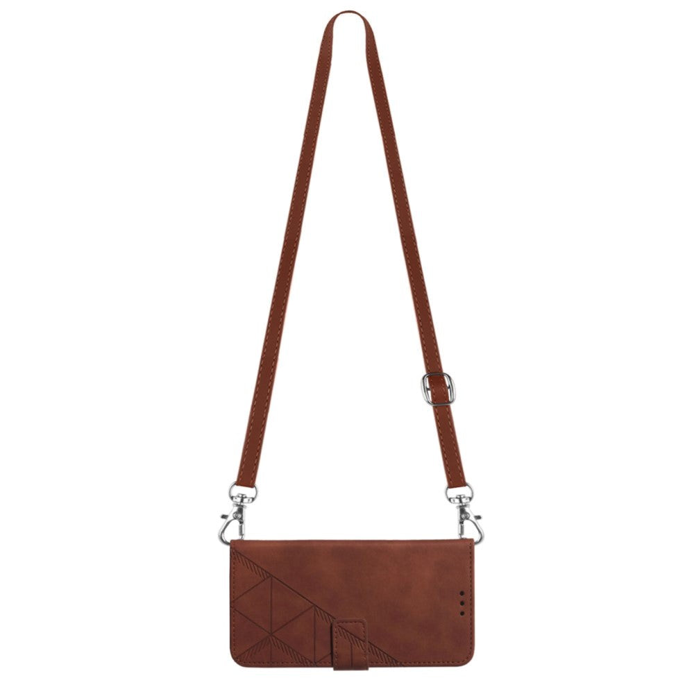 Samsung Galaxy S23 FE Leather Flip Cover m. Lommebok og skulderstropp - Brun