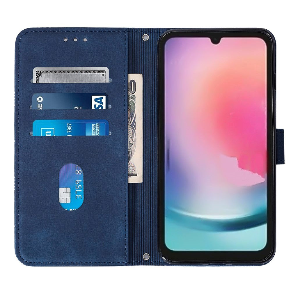 Samsung Galaxy S23 FE Leather Flip Cover m. Lommebok og skulderstropp - Mørkeblå