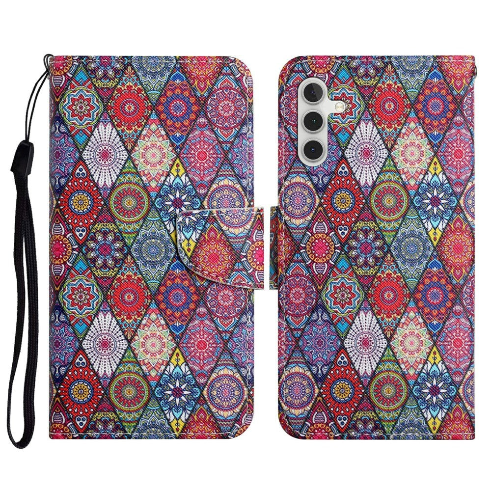 Samsung Galaxy S23 FE Leather Flip Cover m. Stropp og lommebok - Kaleidoskop
