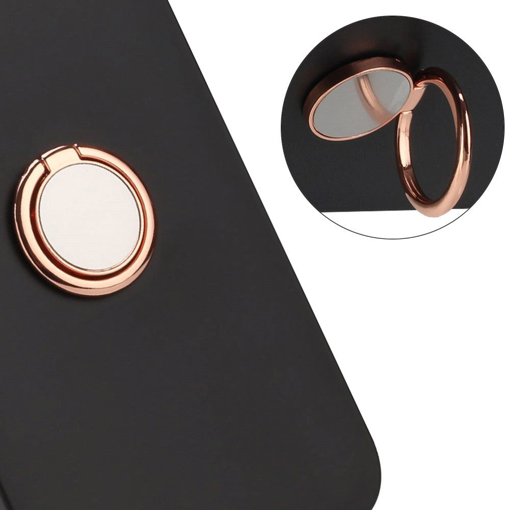 Samsung Galaxy S23 FE fleksibelt plastdeksel m. Ring Stativ - Svart m. Magnetisk rosa gullring