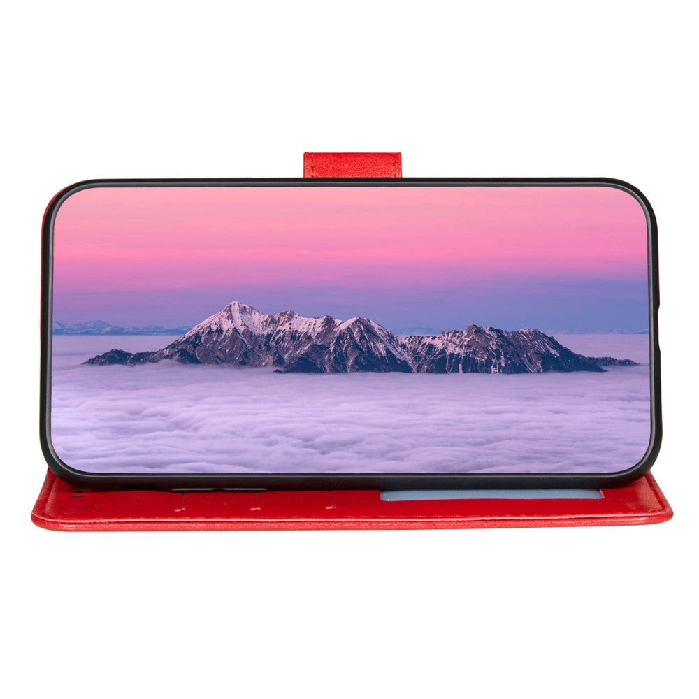 Xiaomi Redmi 12C Læder Flip Cover m. Pung og Strop - Rød
