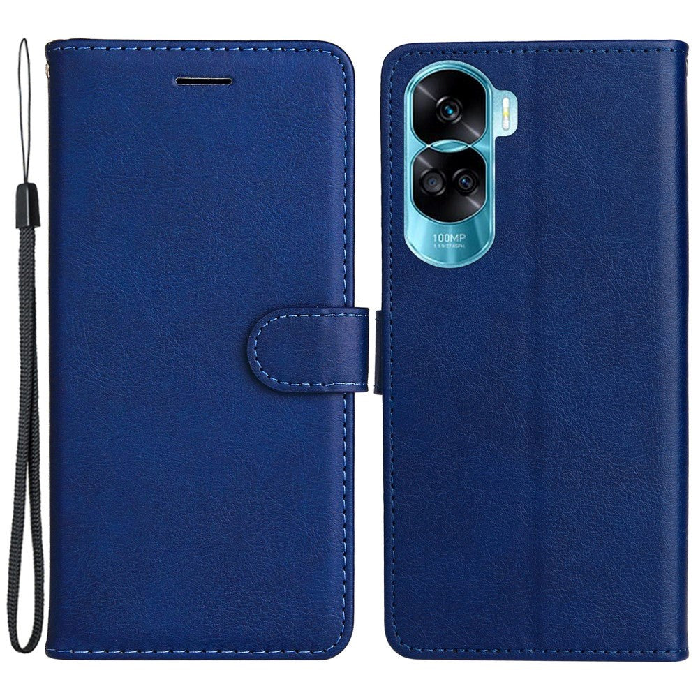 Honor 90 Lite Leather Flip Cover m. Lommebok og stropp - blå