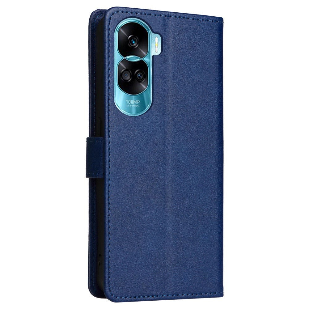 Honor 90 Lite Leather Flip Cover m. Lommebok og stropp - blå