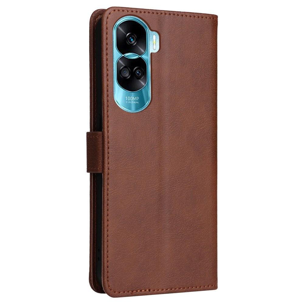 Honor 90 Lite Leather Flip Cover m. Lommebok og stropp - Brun