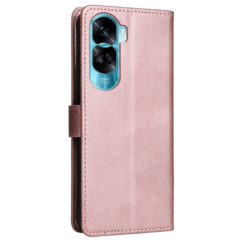 Honor 90 Lite Leather Flip Cover m. Lommebok og stropp - Rose gull