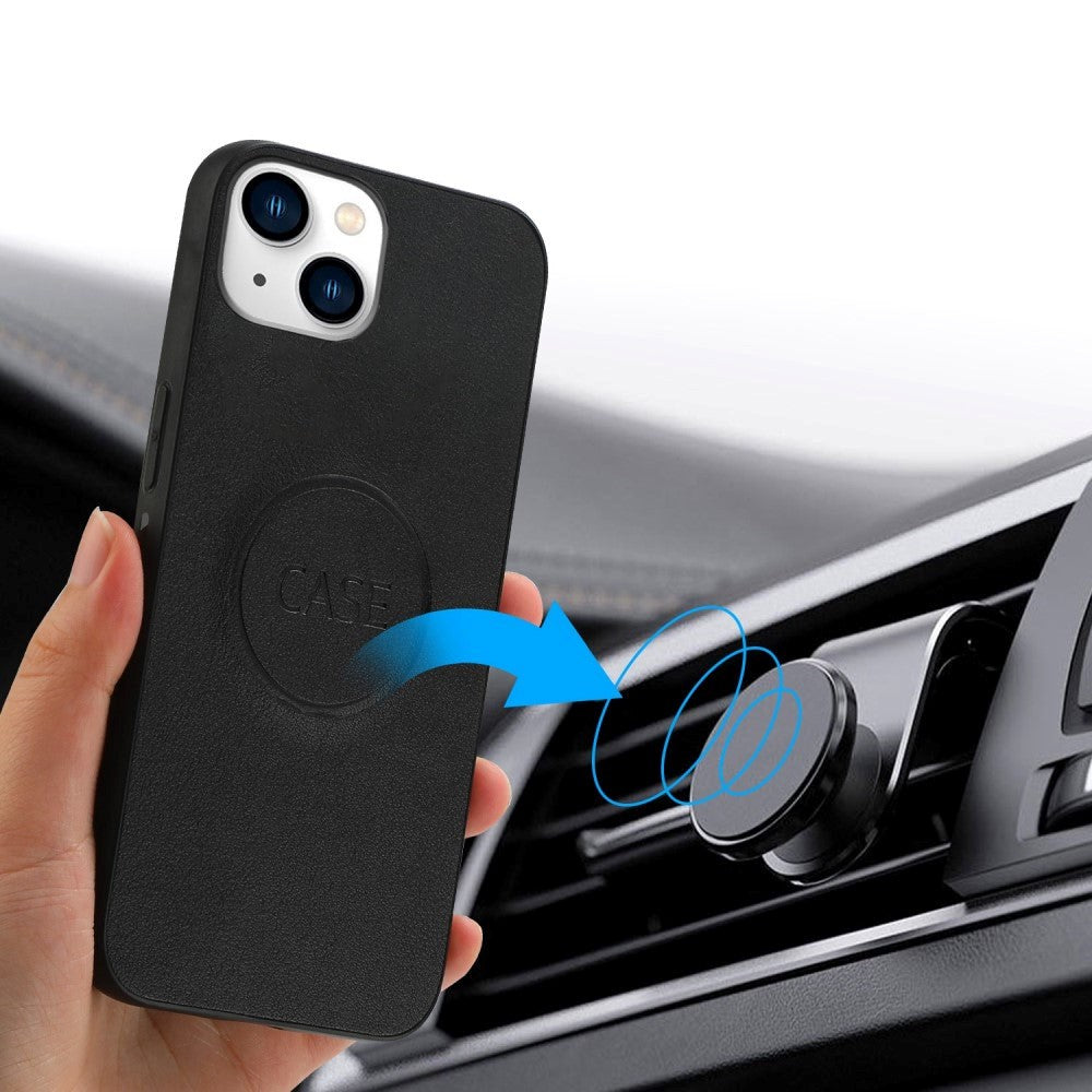 iPhone 15 Plus flip-deksel i kunstskinn 2-i-1 w. Lommebok og magnetlås - svart