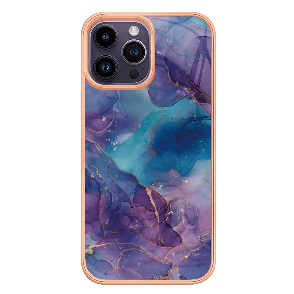iPhone 15 Pro Hybrid plastbakdeksel - lilla marmor