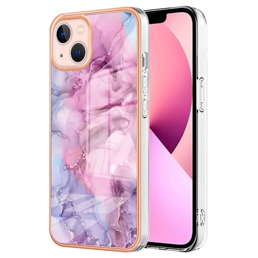 iPhone 15 Plus Hybrid plastbakdeksel - lilla / rosa marmor