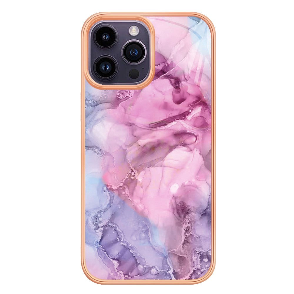 iPhone 15 Pro Max Hybrid plastbakdeksel - lilla / rosa marmor