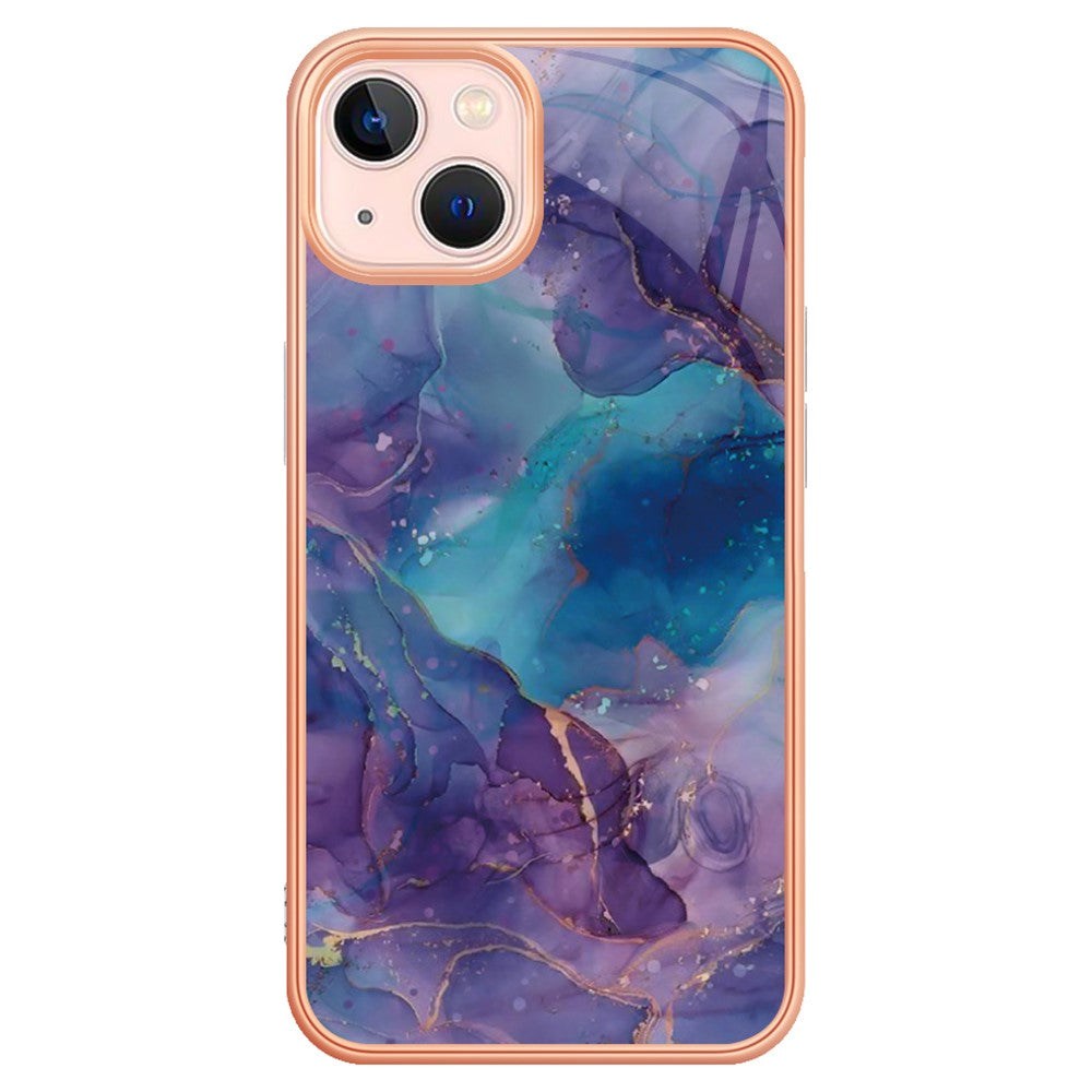 iPhone 15 Hybrid Plastik Bagside Cover - Lilla Marmor