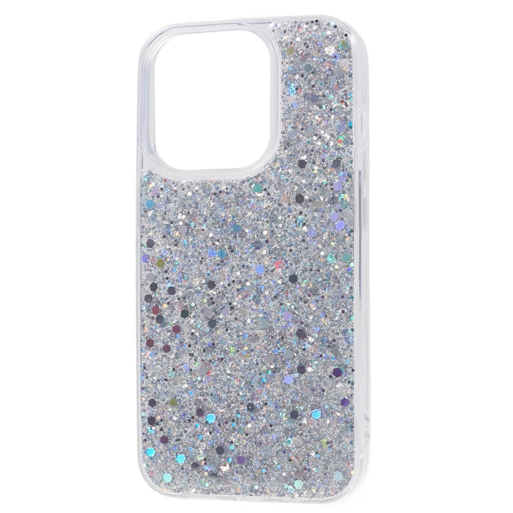 iPhone 15 Pro Glitter Bakdeksel - Sølv