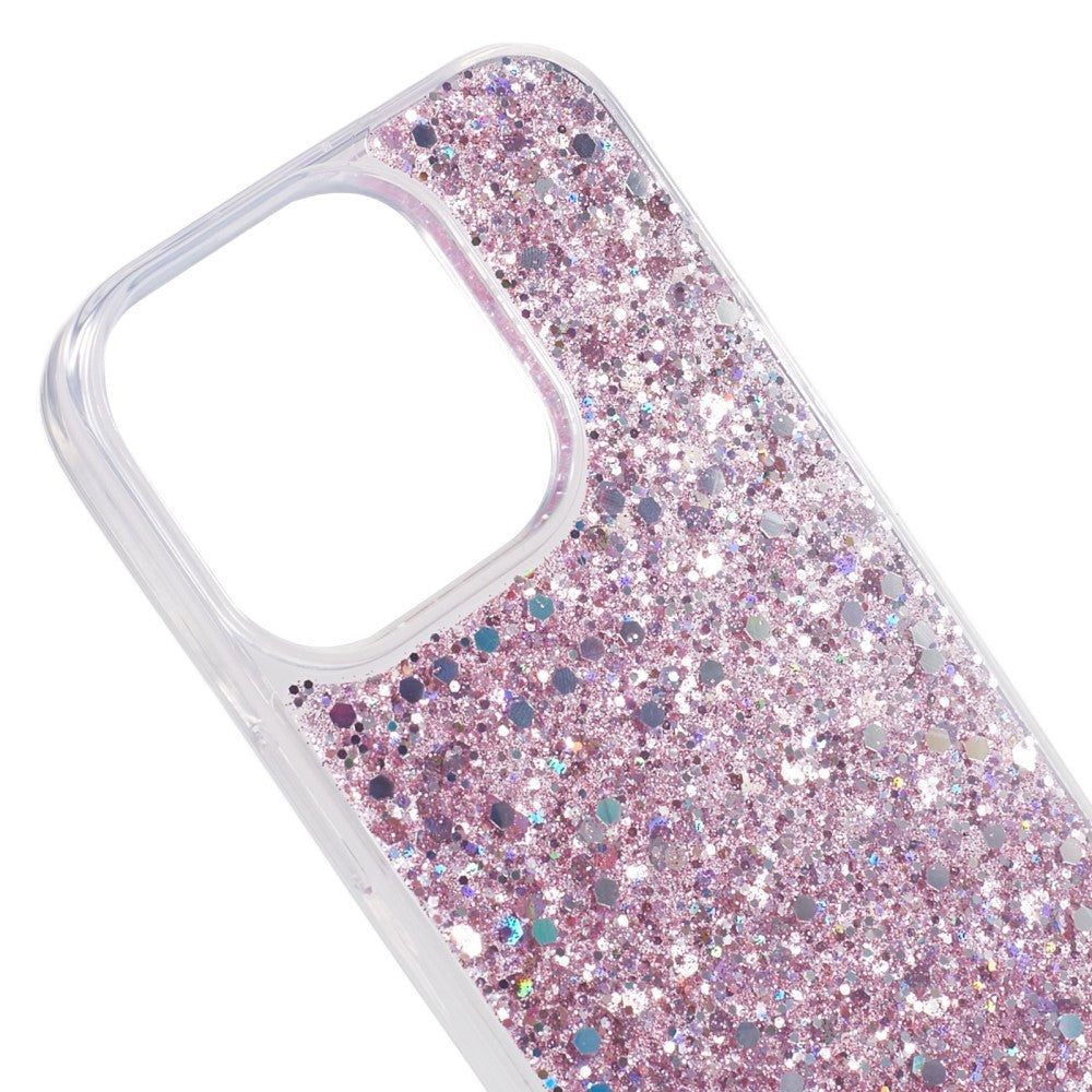 iPhone 15 Pro Glimmer Bagside Cover - Lyserød