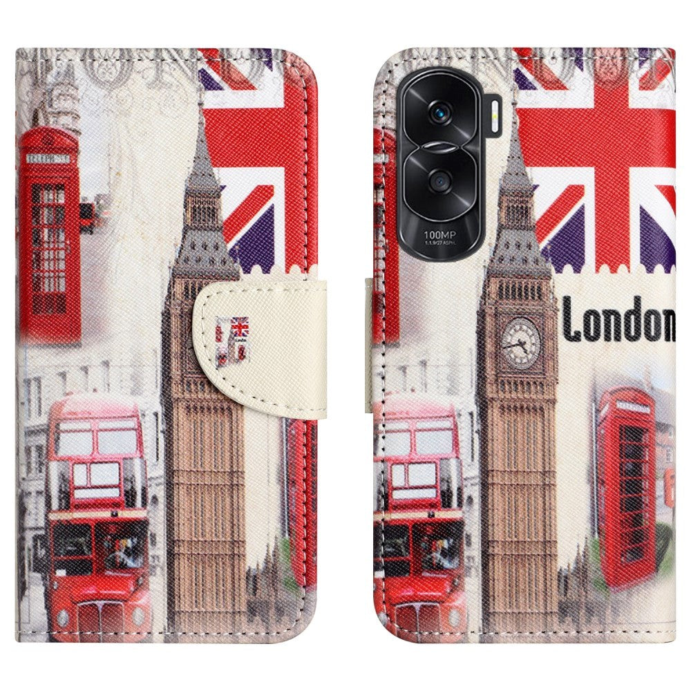 Honor 90 Lite Læder Flip Cover m. Pung & Ståfunktion - London Big Ben