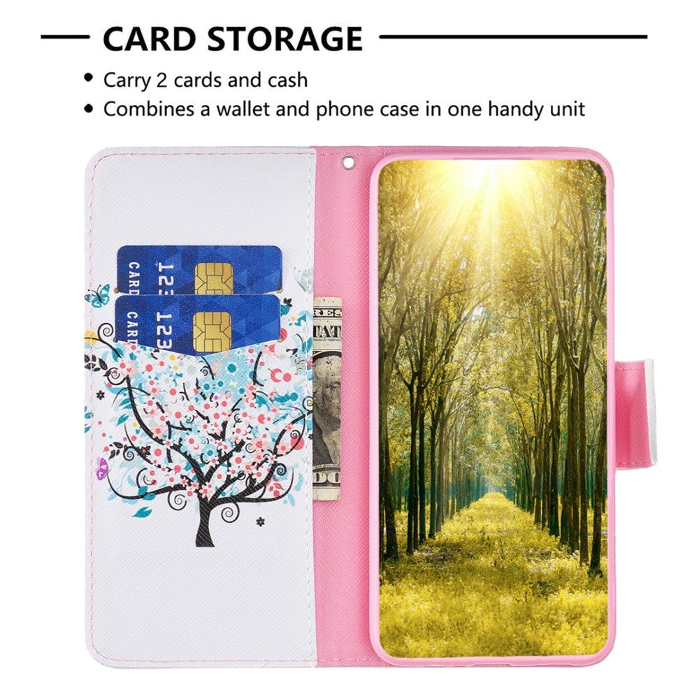 Motorola Moto G14 Cover m. Pung i Læder - Blomstertræ