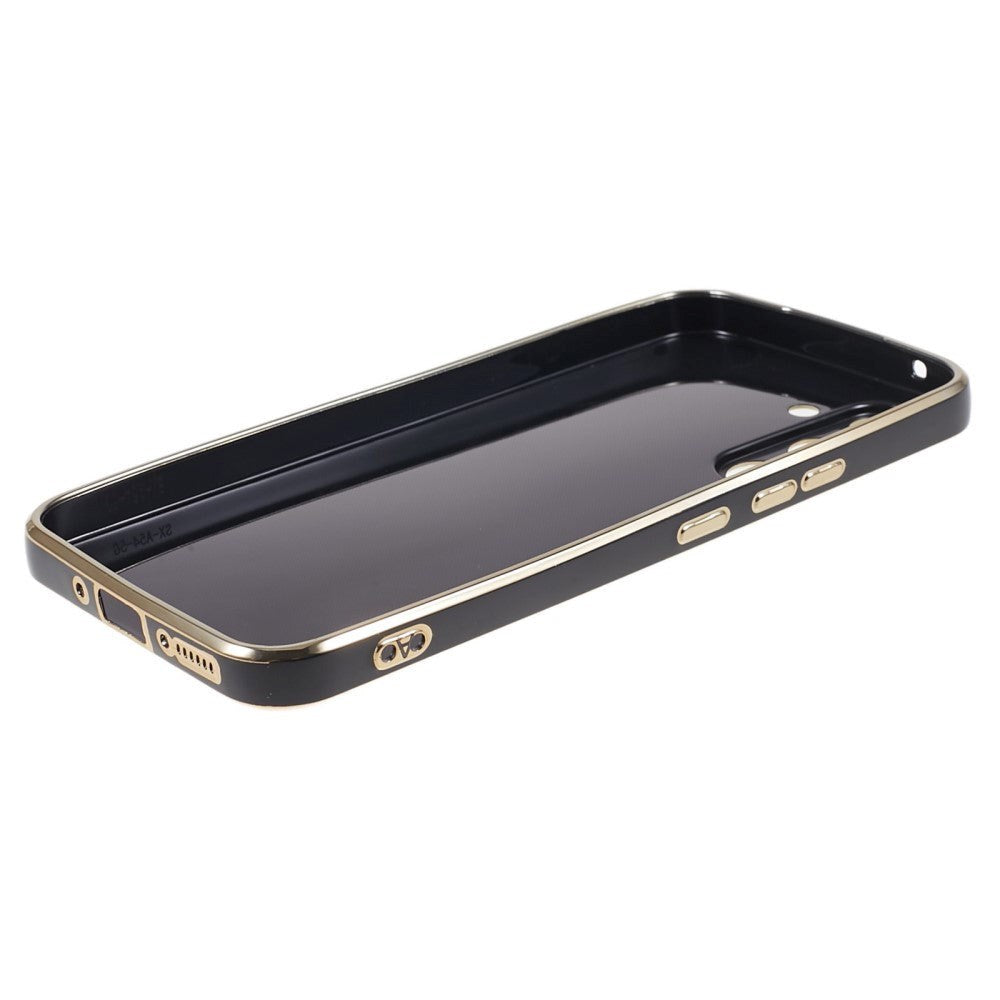 Samsung Galaxy S23 FE fleksibelt plastdeksel m. Gold Edge - Svart