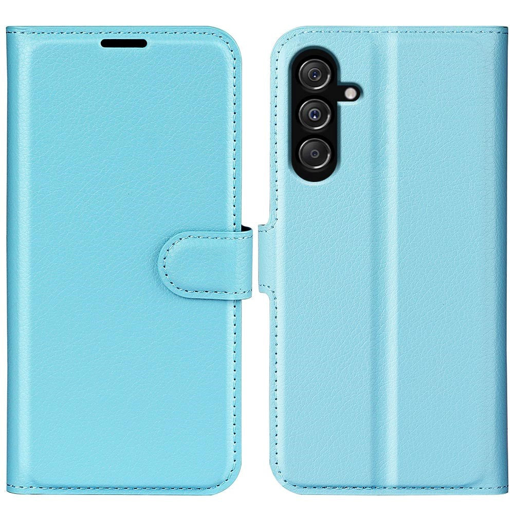 Samsung Galaxy M34 (5G) / F34 (5G) Litchi Leather Flip Cover m. Lommebok - Lyseblå