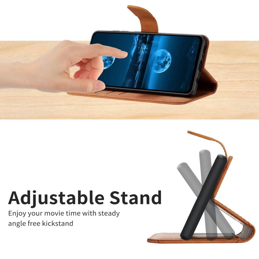 Realme 11 5G mønstret flippdeksel i skinn m. Lommebok og stropp - brun