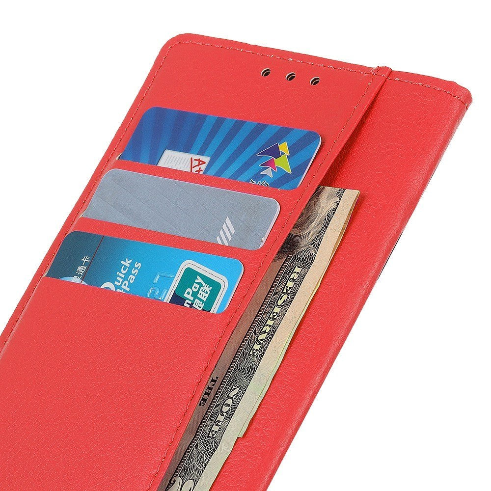 Honor 90 Litchi Leather Flip Cover m. Lommebok - Rød