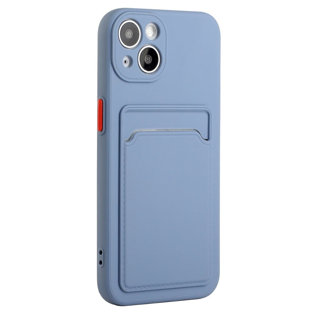iPhone 15 Fleksibelt Plastik Bagside Cover m. Kortholder - Blå