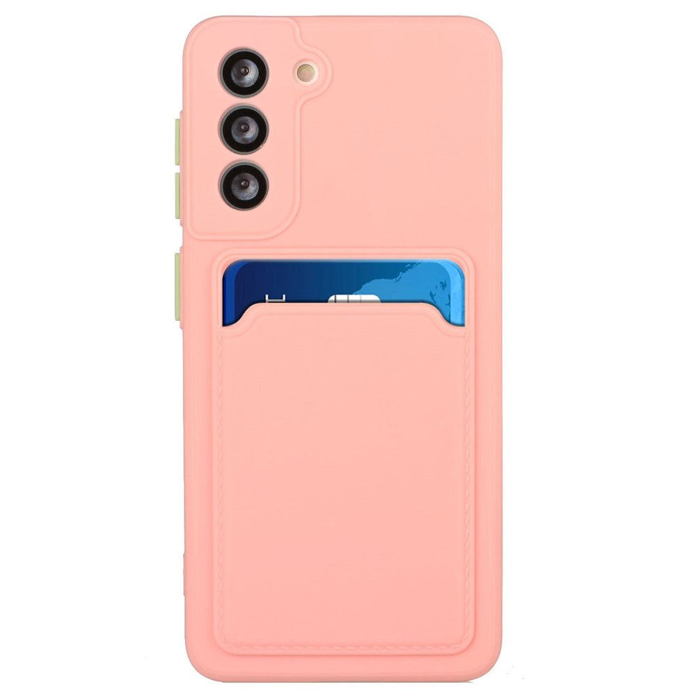 Samsung Galaxy S23 FE Fleksibelt Plastik Bagside Cover m. Kortholder - Lyserød