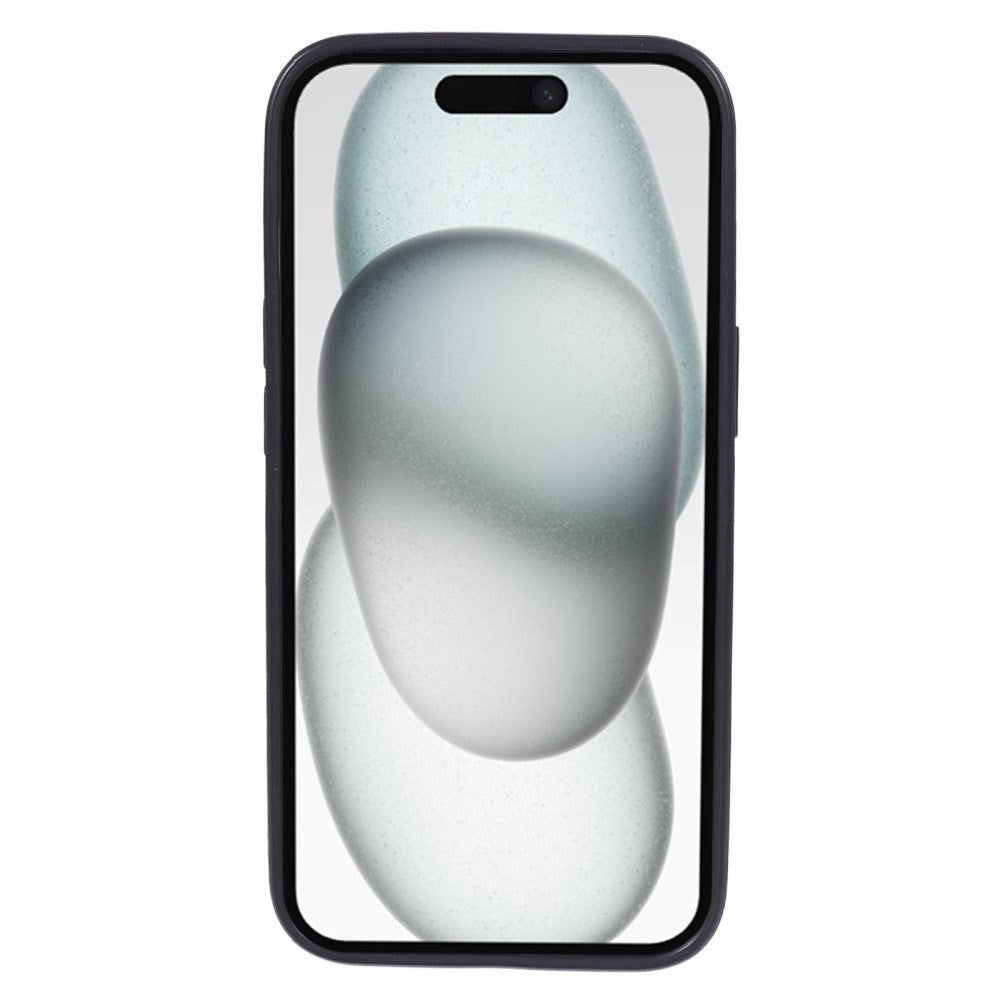 iPhone 15 Læderbetrukket Fleksibelt Plastik Bagside Cover m. Kortholder - Rød