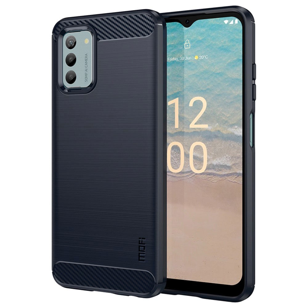 Nokia G42 Bakdeksel i børstet karbonfiber - blå