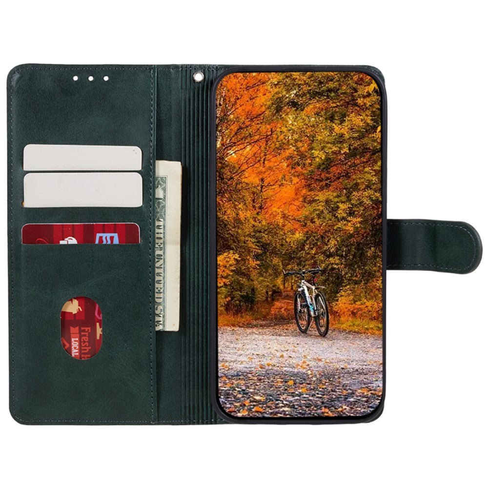 Motorola Moto G84 Leather Flip Cover m. Lommebok og stropp - Grønn
