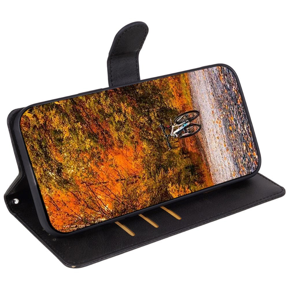 Motorola Moto G84 Læder Flip Cover m. Pung & Strop - Sort