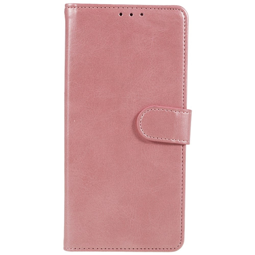 Motorola Moto G84 Leather Flip Cover m. Lommebok og stropp - Rose gull