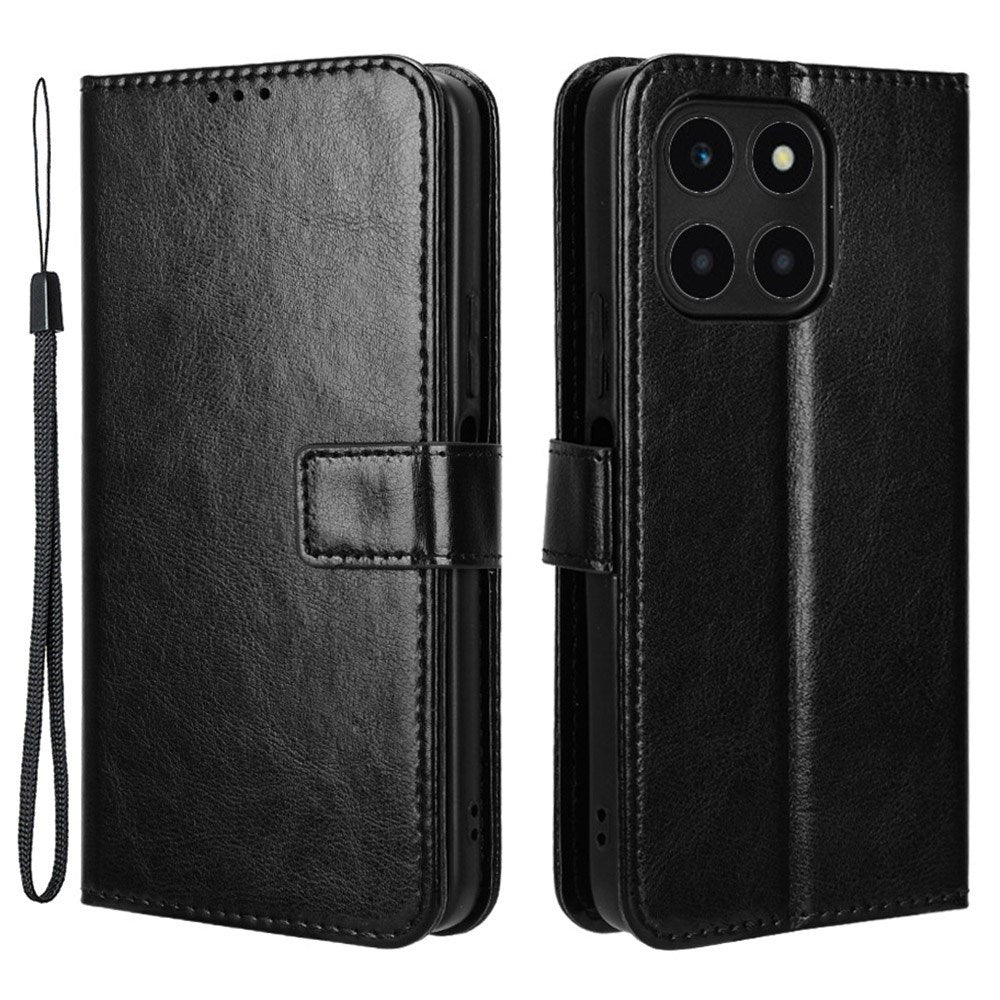 Honor X6a - EIDERWOOD Kunstlæder Flip Cover m. Strop - Sort