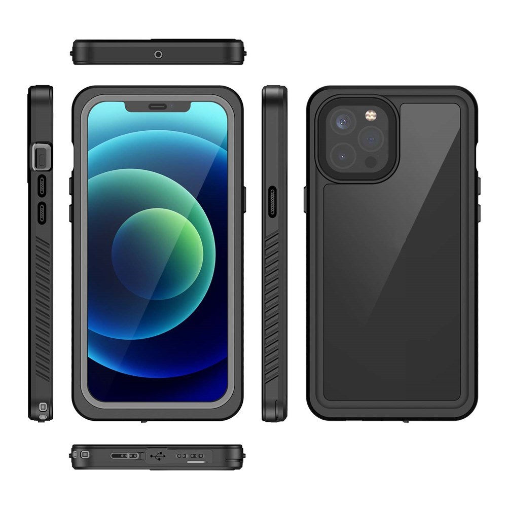 iPhone 12 Pro IP68 Støv- & Vandtæt Case - Gennemsigtig / Sort