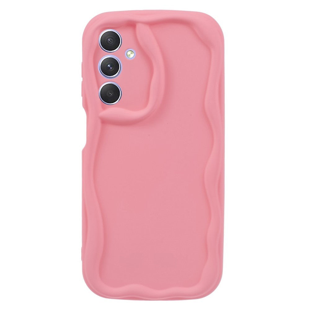 Samsung Galaxy A54 (5G) Fleksibelt Plastik Bagside Cover m. Bølget Kanter - Pink