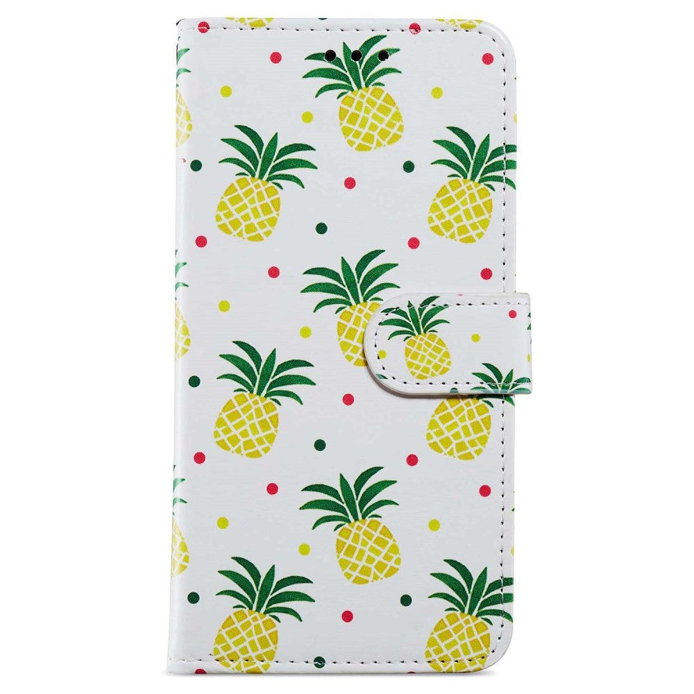 Honor 90 Lite flip-deksel i kunstskinn m. Lommebok og stropp - Ananas