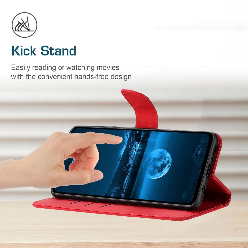 Motorola Edge 40 Neo Mønstret Læder Flip Cover m. Pung & Strop - Rød
