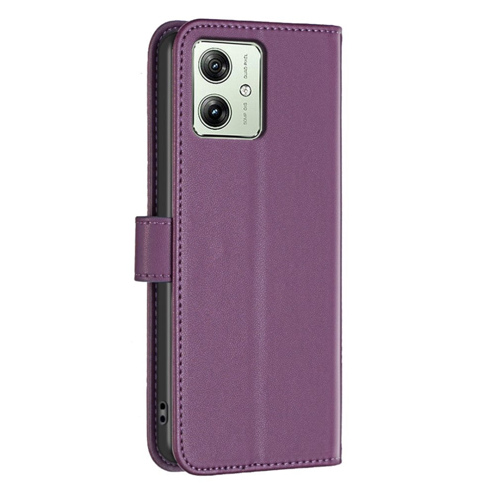 Motorola Moto G54 Leather Flip Cover m. Stativfunksjon & kortholder - lilla