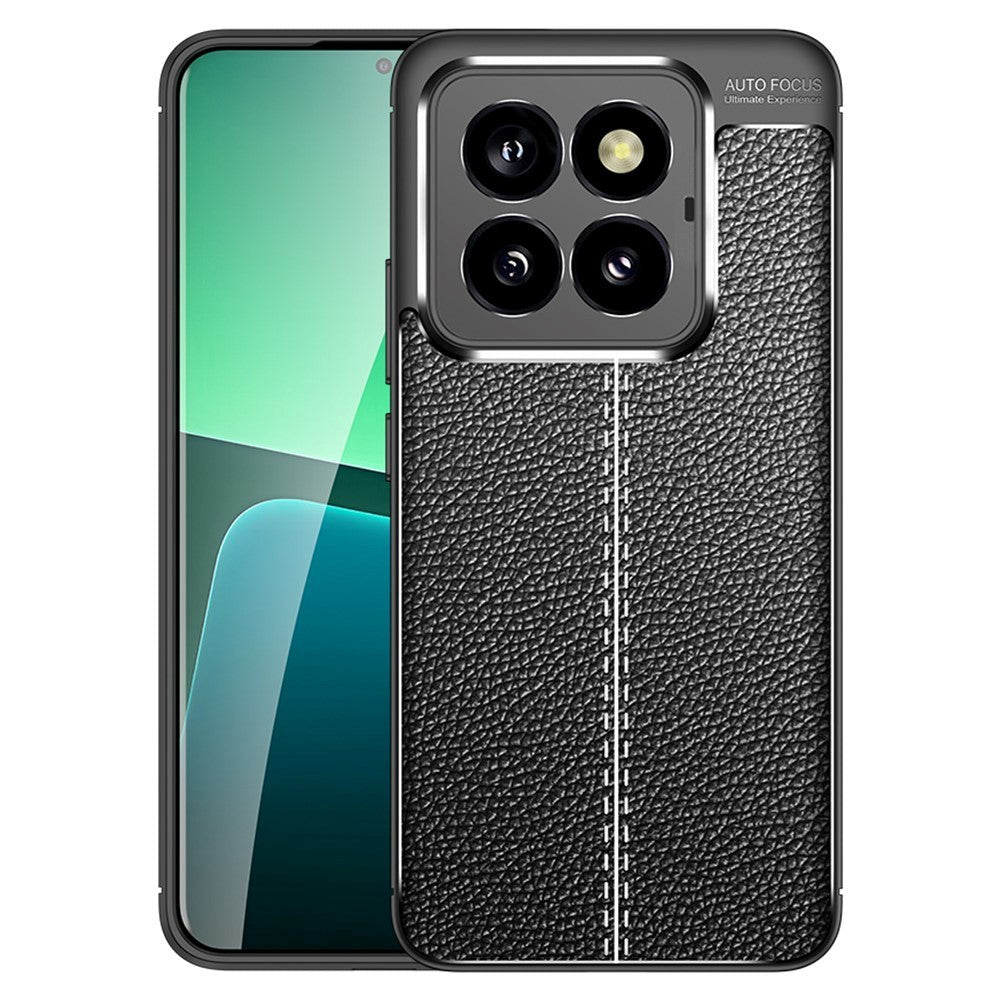 Xiaomi 14 Pro fleksibelt plastbakdeksel Litchi Texture - Svart