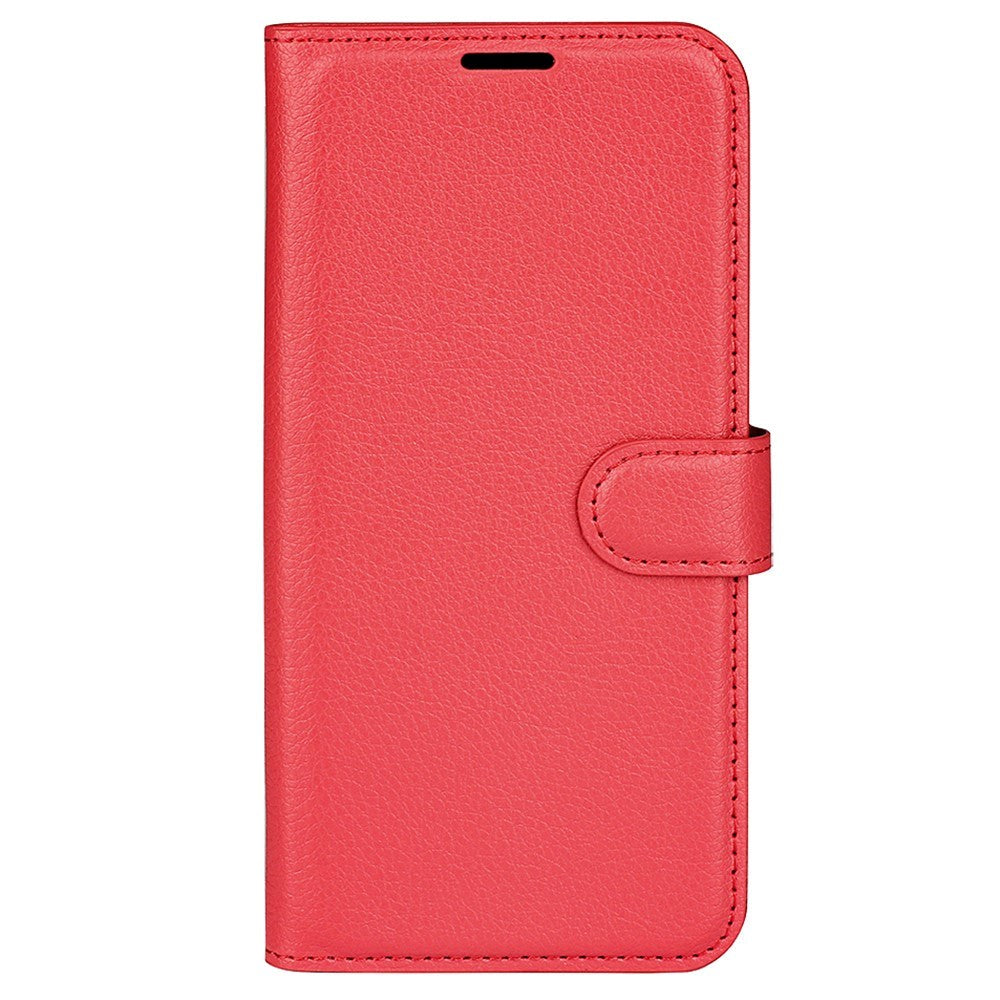 Samsung Galaxy A25 (5G) Litchi Leather Flip Cover m. Lommebok - Rød
